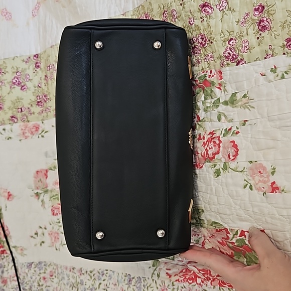 MCM Refurbished Matte Black Leather Boston Bag - Picture 5 of 11